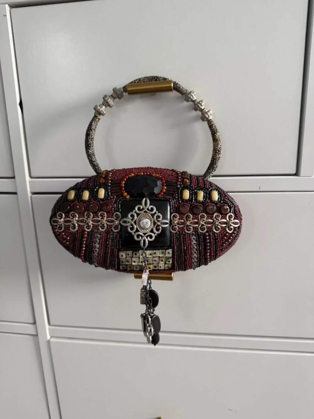 MARY FRANCES Beaded Top Handle Evening Bag